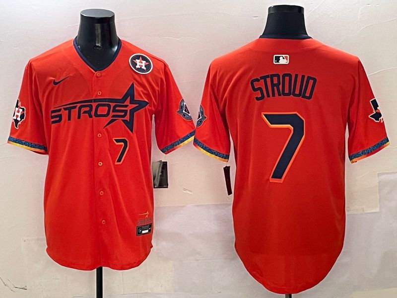 Men Houston Astros #7 Stroud Orange Fourth generation Joint Name Nike 2025 MLB Jersey style 5